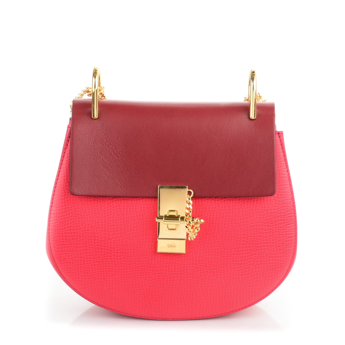 Grained Calfskin Lambskin Drew Shoulder Bag Tulip Red