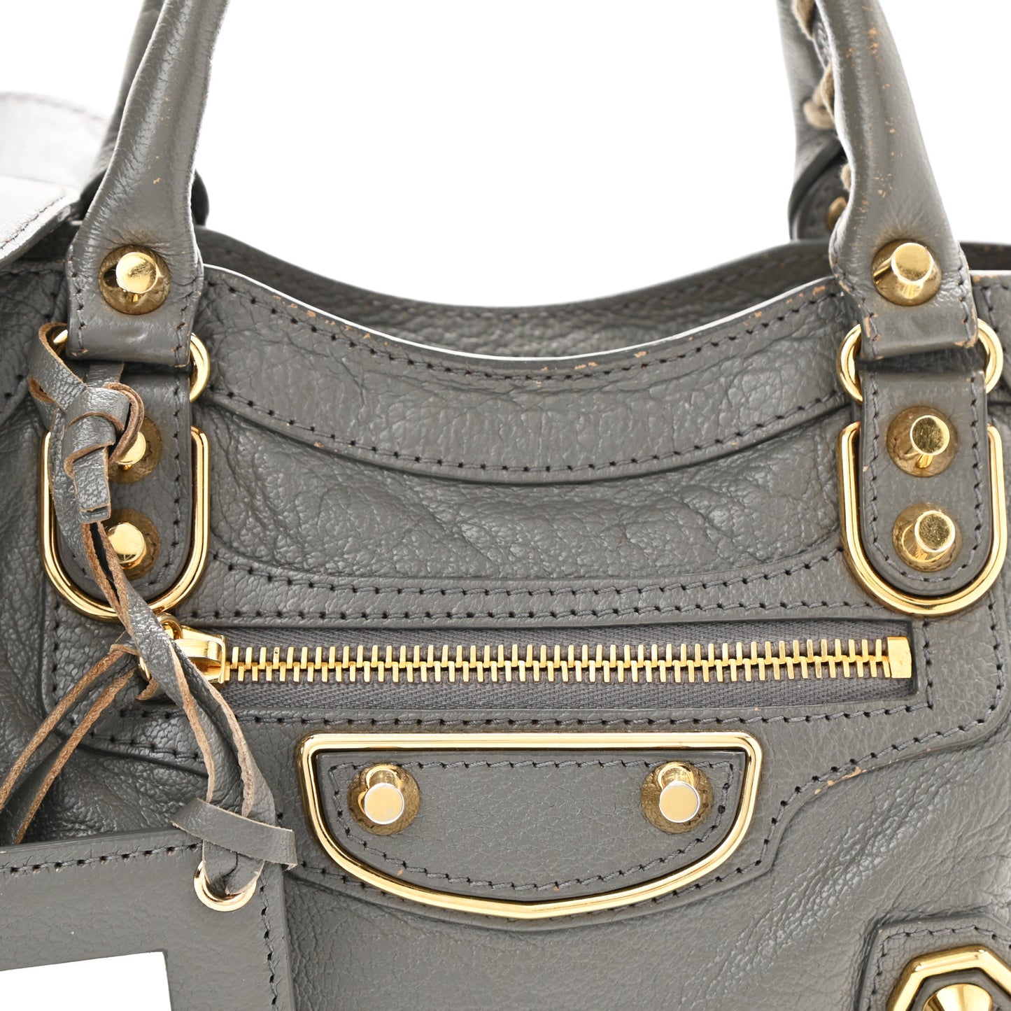 Chevre Gold Metallic Edge Hardware Mini City Gris Acier