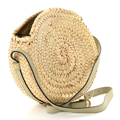 Chloe Raffia Small Grain Calfskin Small Marcie Basket Crossbody Faded Green 3 of 8