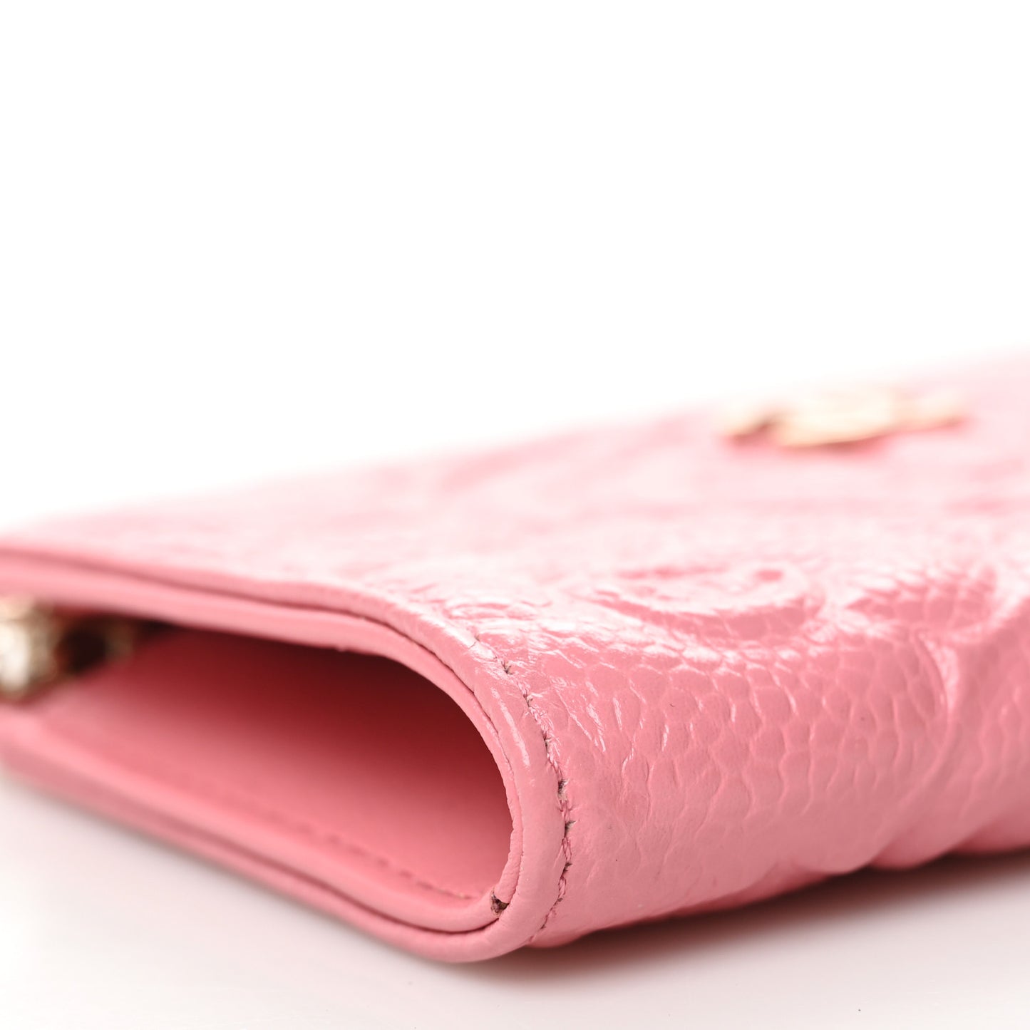 Caviar Camellia Embossed Key Holder Case Pink