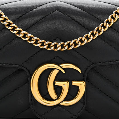 Gucci Calfskin Matelasse Super Mini GG Marmont Shoulder Bag Black 8 of 10