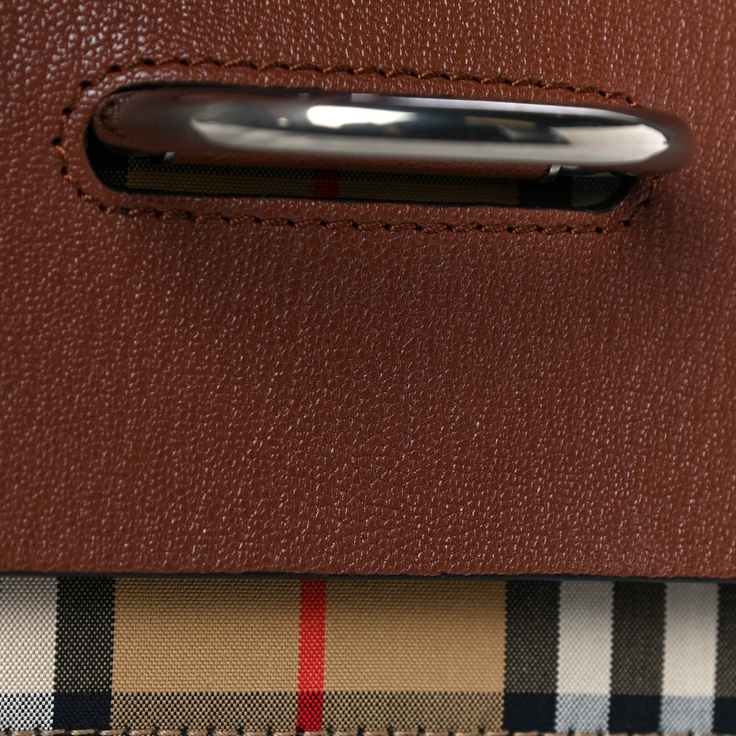 Goatskin Vintage Check Medium D-Ring Bag Tan Black