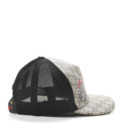 Gucci GG Supreme Monogram Kingsnake Print Baseball Hat XS 56 Beige 4 of 9
