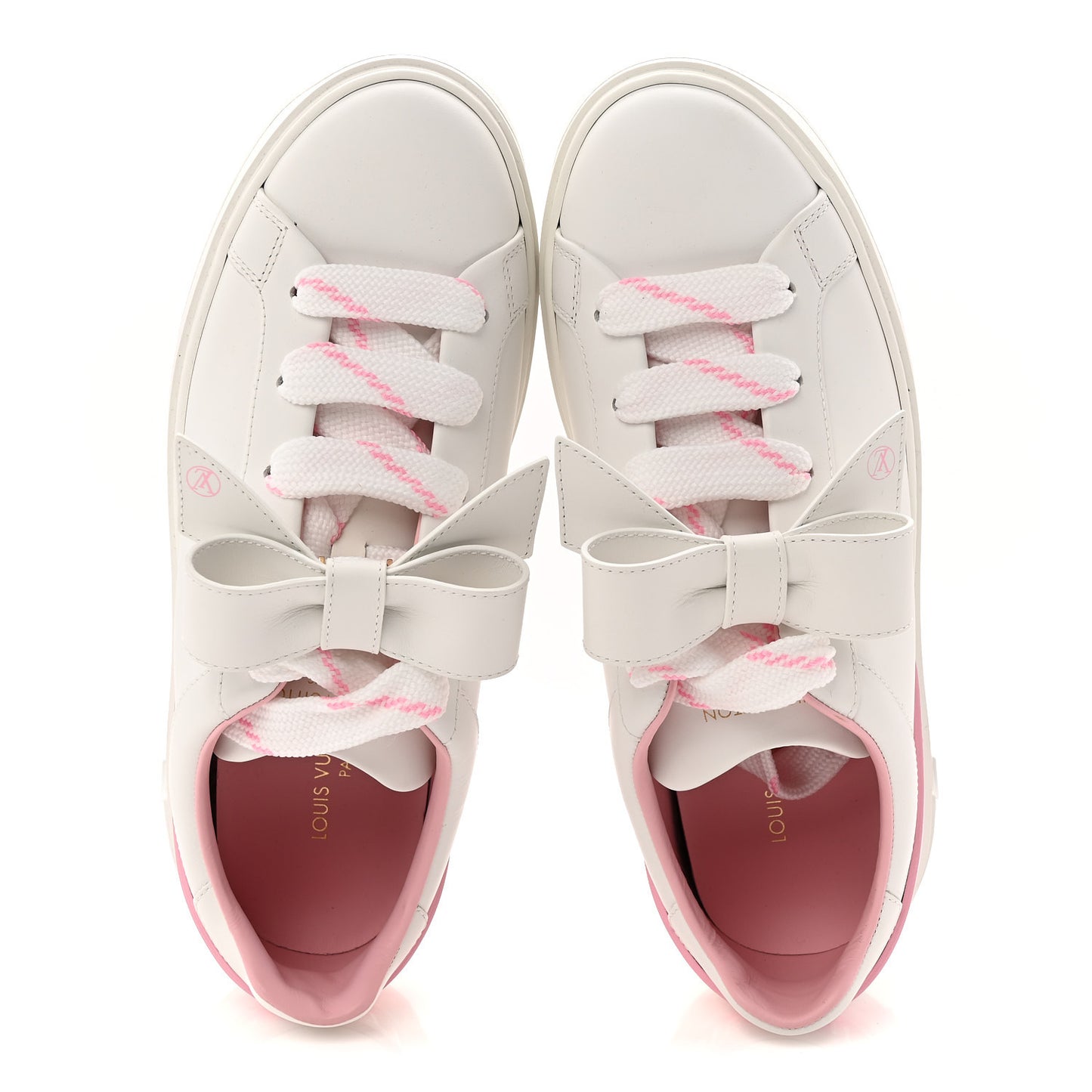 Calfskin Time Out Bow Sneakers 38 White Pink
