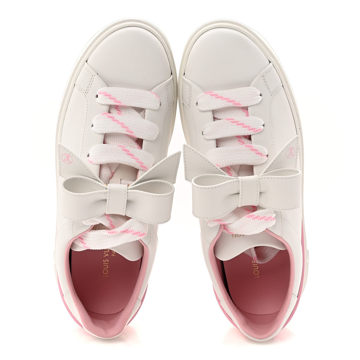 Louis Vuitton Calfskin Time Out Bow Sneakers 38 White Pink 2 of 10
