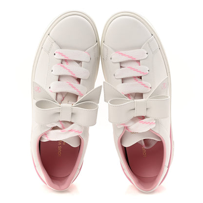Louis Vuitton Calfskin Time Out Bow Sneakers 38 White Pink 2 of 10