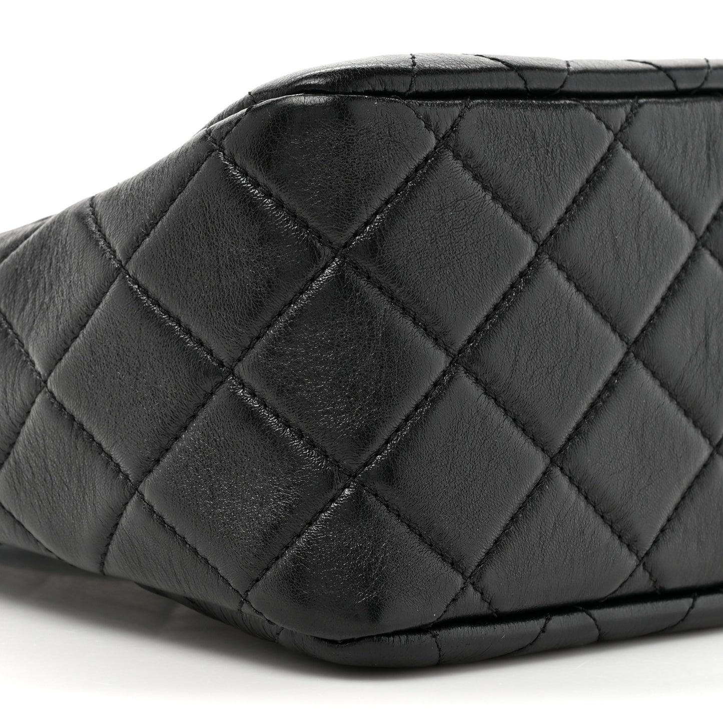 Shiny Lambskin Quilted CC Hobo Black