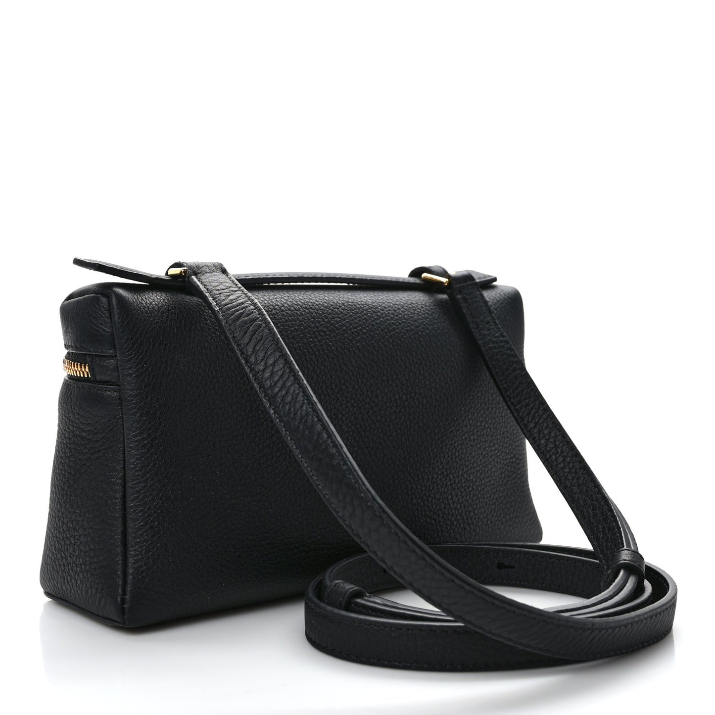 LORO PIANA Grained Calfskin L19 Extra Pocket Pouch Black