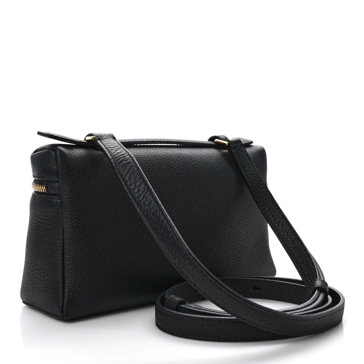 Loro Piana LORO PIANA Grained Calfskin L19 Extra Pocket Pouch Black 3 of 8