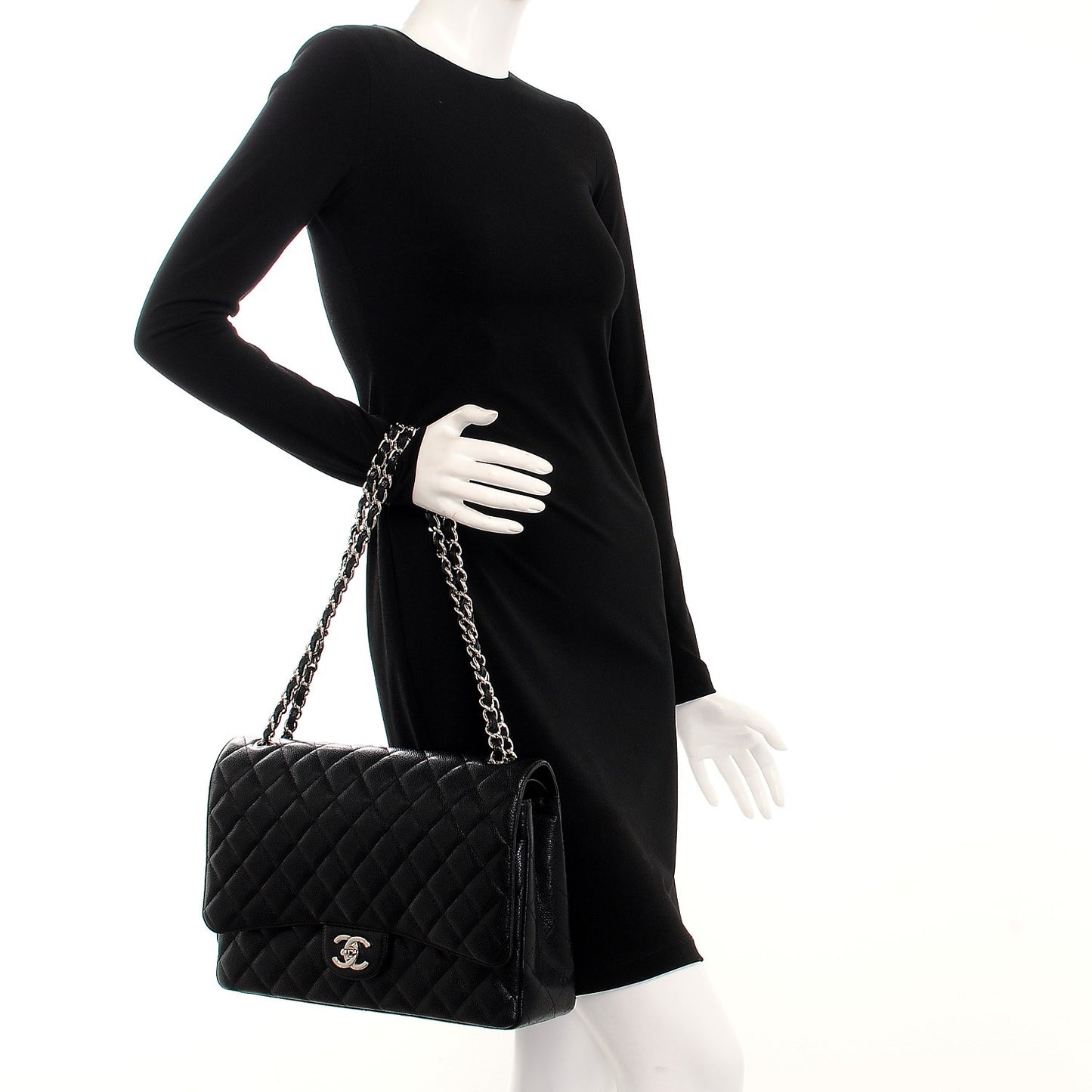 Caviar Quilted Maxi Double Flap Black