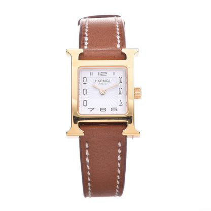 Hermes Stainless Steel Barenia 17.2mm Heure H Hour Quartz Watch Fauve 1 of 9