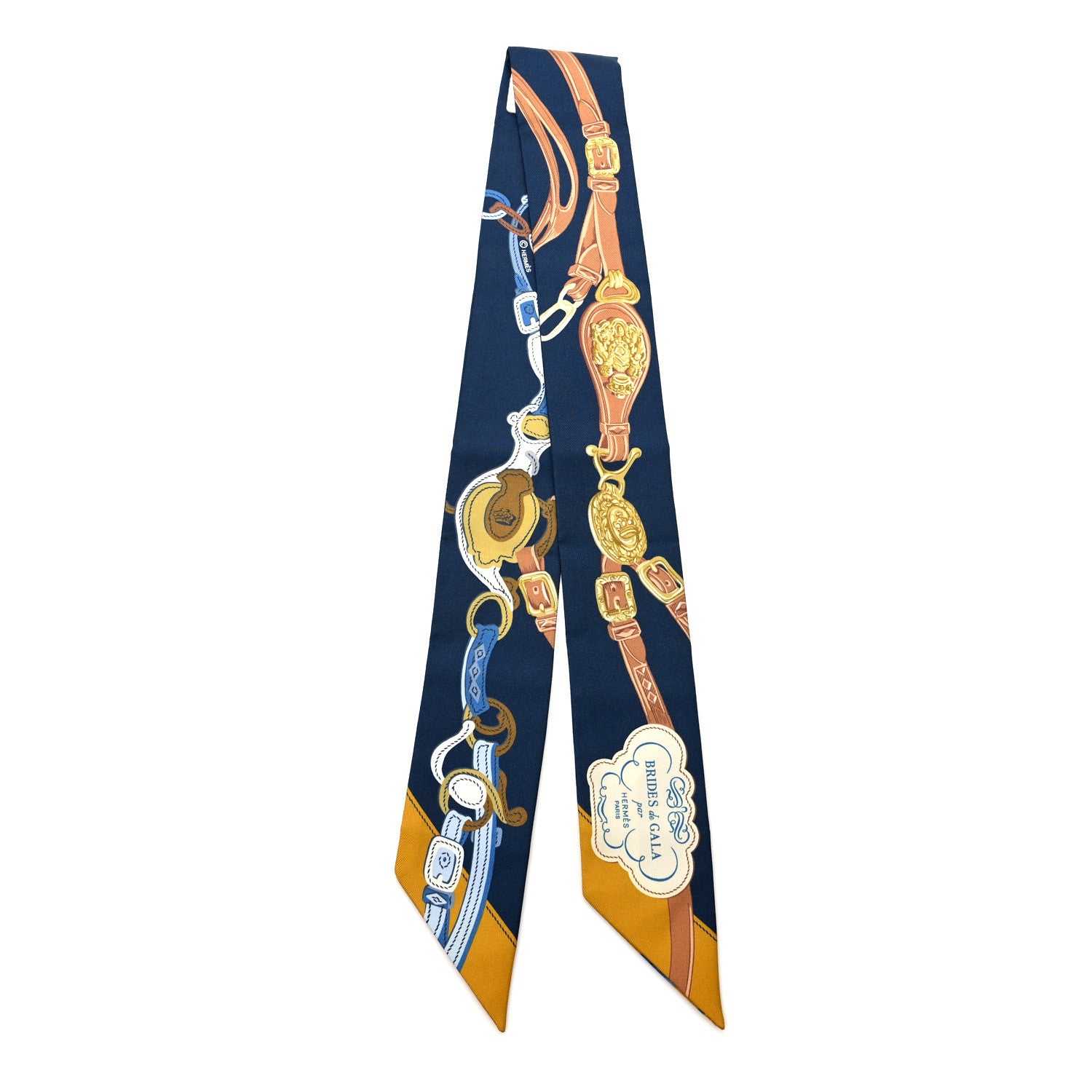 Hermes Silk Brides de Gala Twilly Marine Beige Dore 2 of 4