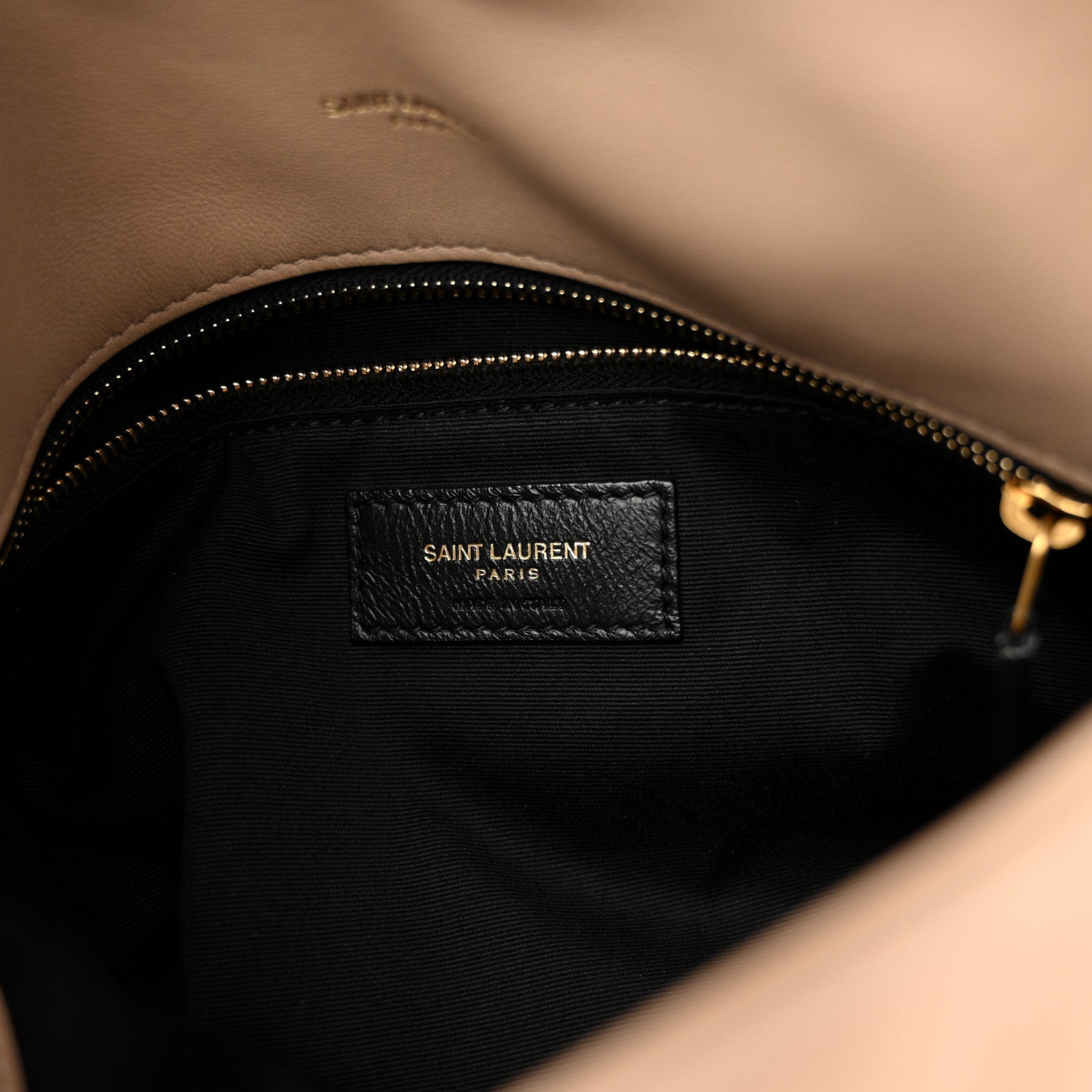 Saint Laurent Lambskin Quilted Small Loulou Puffer Monogram Chain Satchel Dark Beige 6 of 10