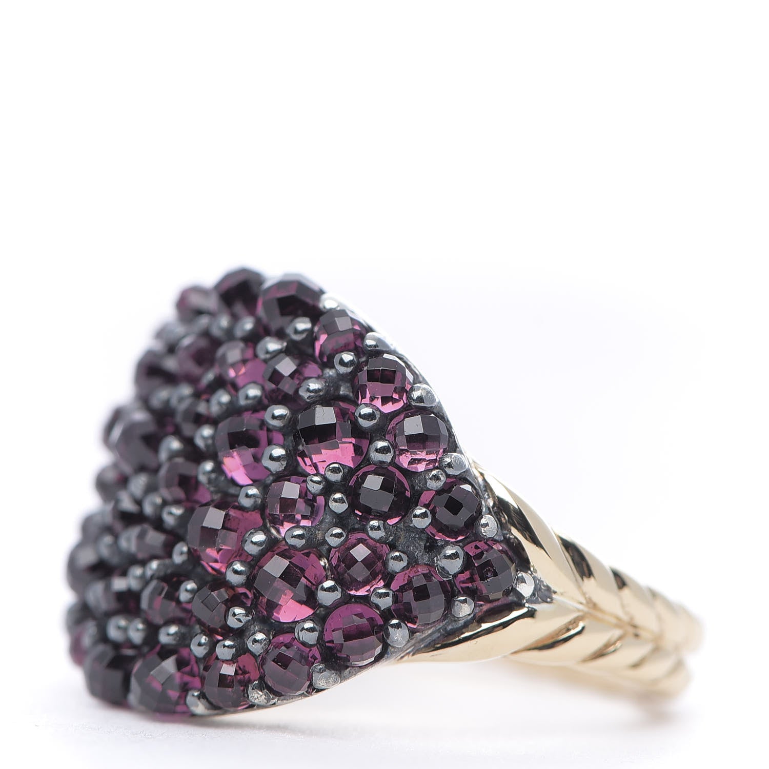 David Yurman Sterling Silver 18K Yellow Gold Rhodolite Garnet Osetra Cable Berries Pinky Ring 45 3.5 3 of 6