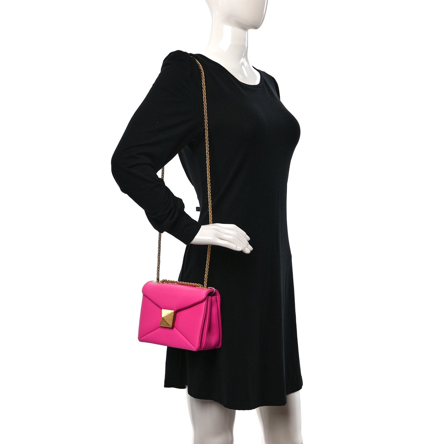 Nappa One Stud Chain Clutch Pink PP