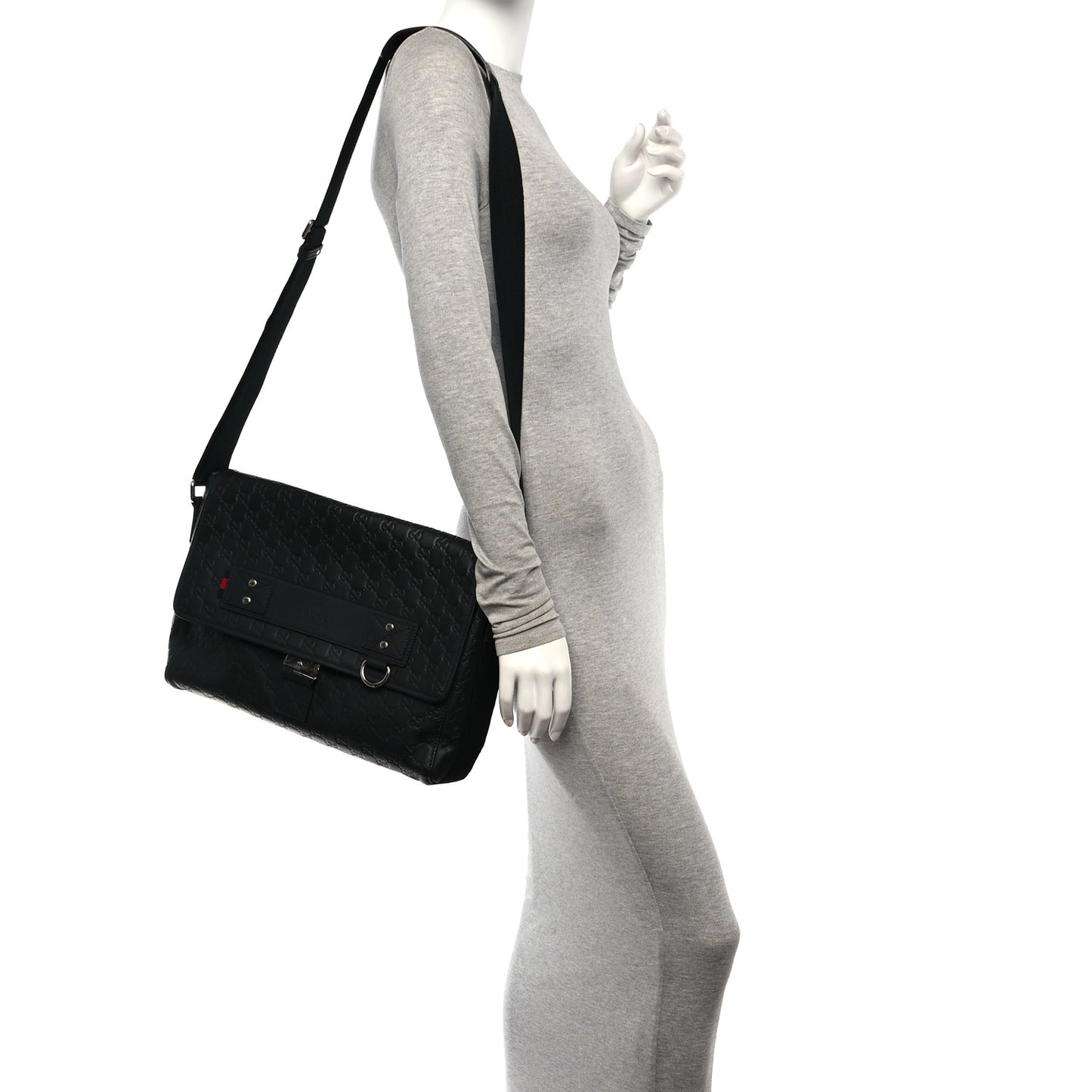 Rubber Guccissima Medium Messenger Bag Black
