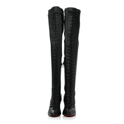 Christian Louboutin Calfskin Anjel Alta 100 Over the Knee Boots 37.5 Black 2 of 7