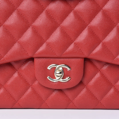 Chanel Caviar Quilted Jumbo Double Flap Red 10 of 11