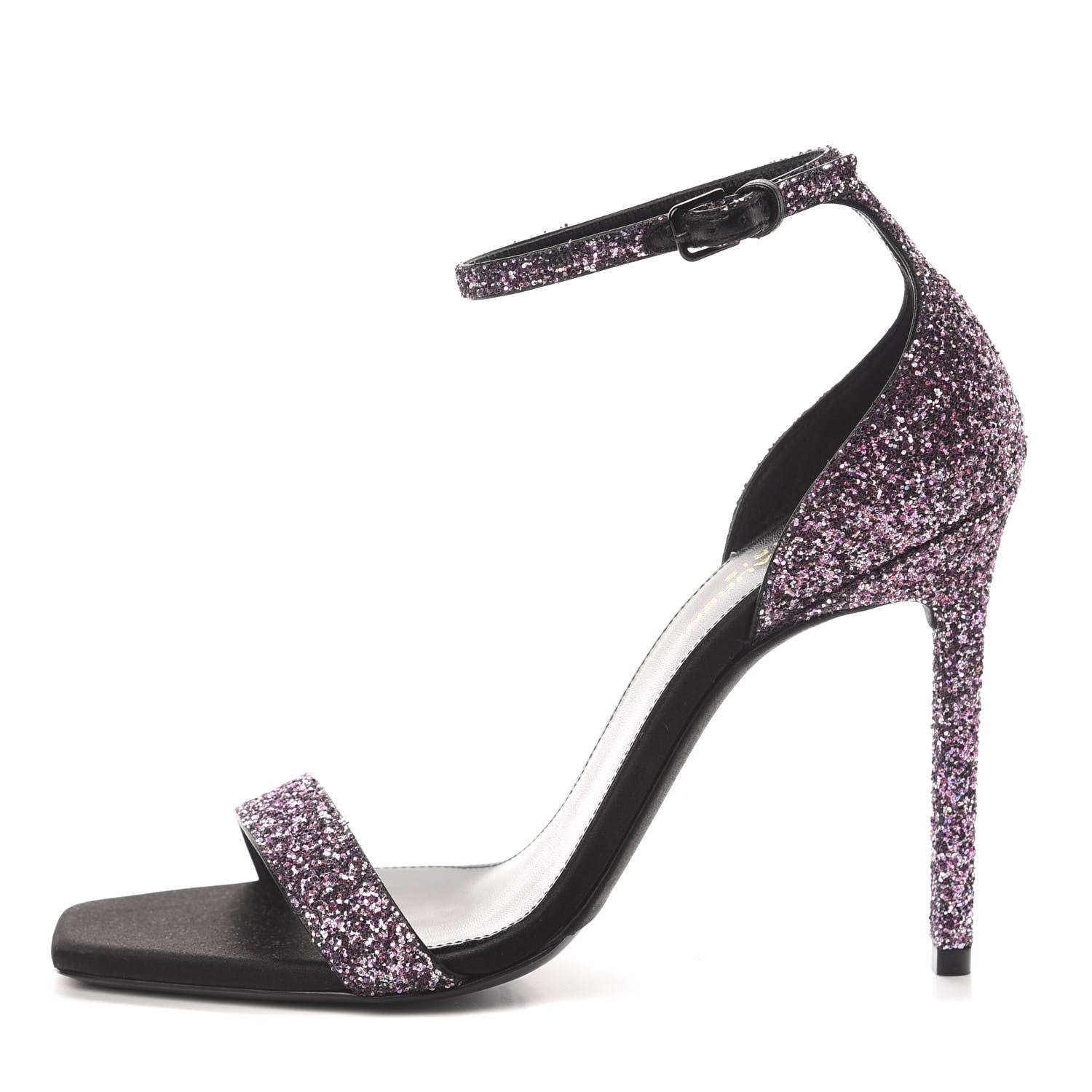 Saint Laurent Glitter Amber 105 Ankle Strap Sandals 38.5 Pink 1 of 8