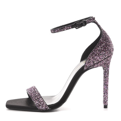 Saint Laurent Glitter Amber 105 Ankle Strap Sandals 38.5 Pink 1 of 8