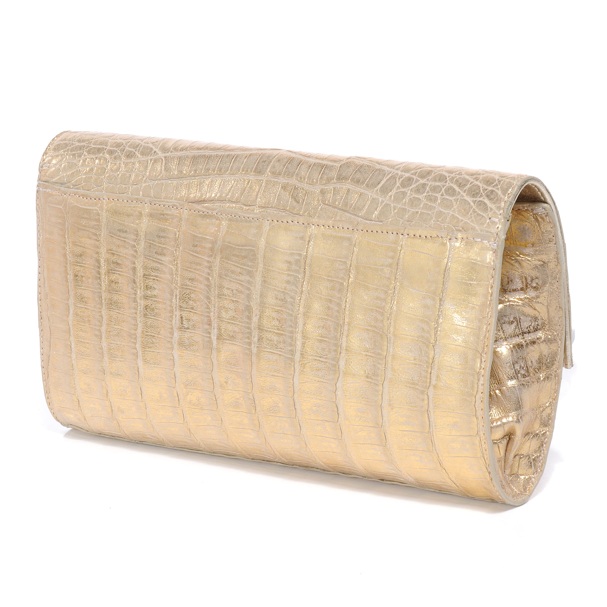 Nancy Gonzalez Metallic Crocodile Bar Clutch Gold 3 of 8