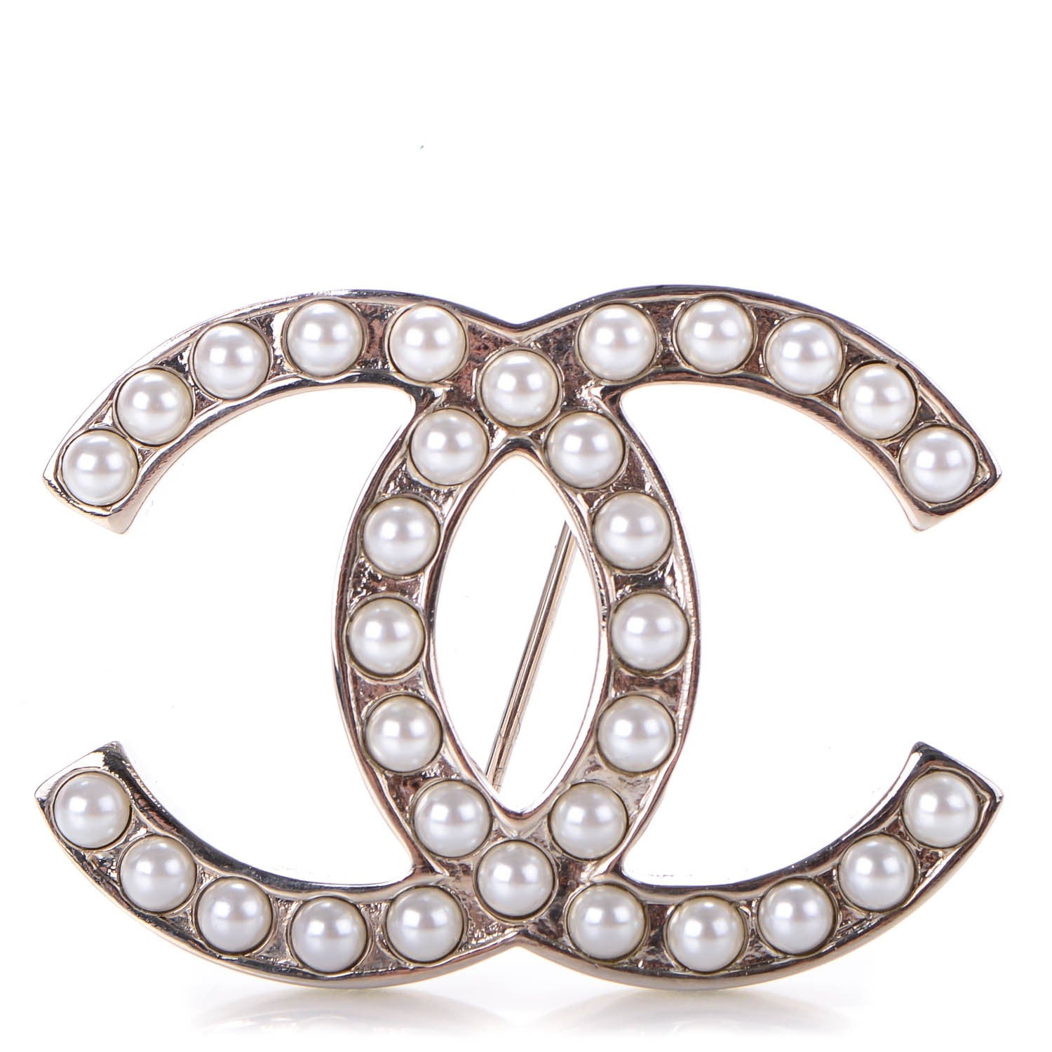 Chanel Pearl CC Brooch Pin Silver 1 of 3