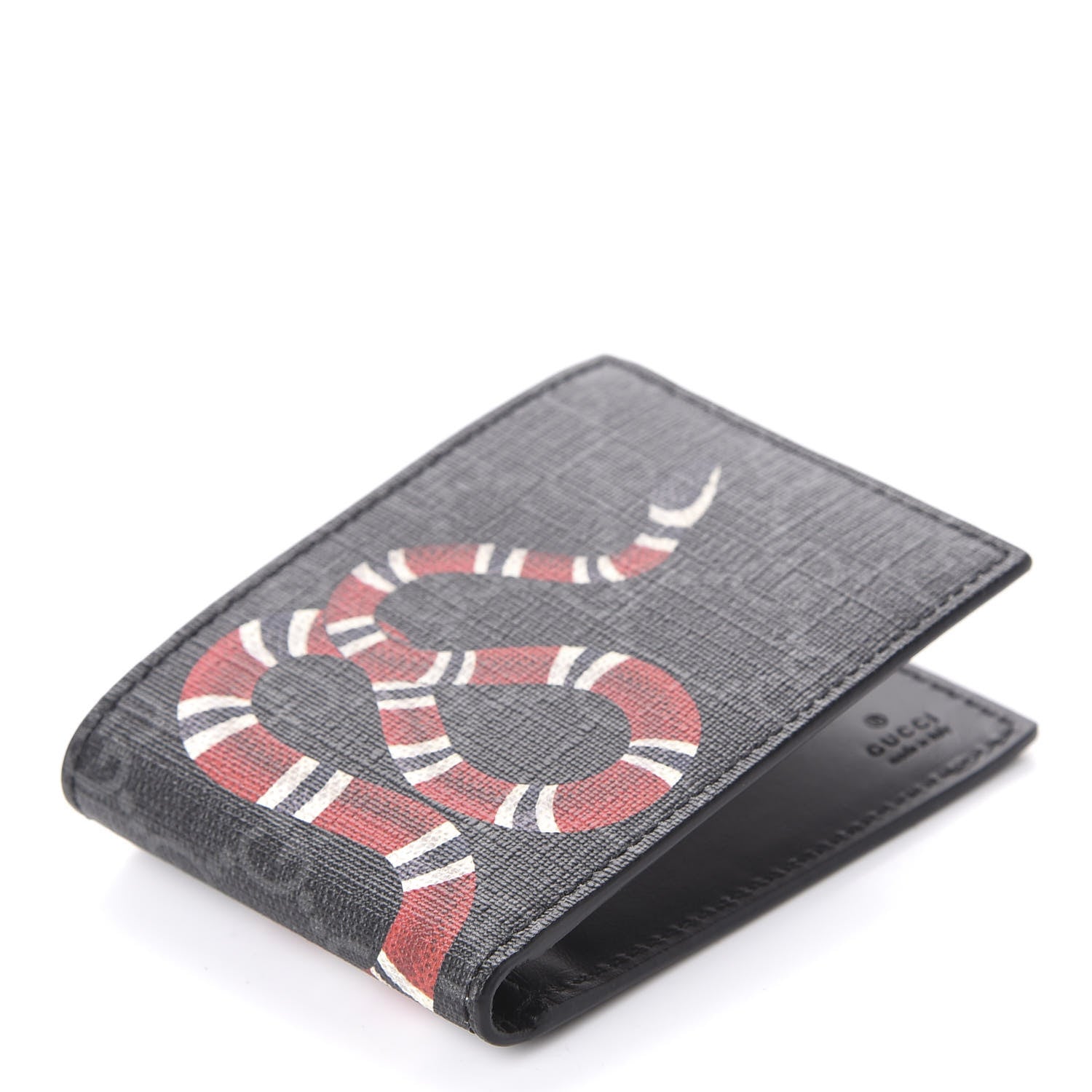 Gucci GG Supreme Monogram Kingsnake Bi-Fold Wallet Black Grey 4 of 11