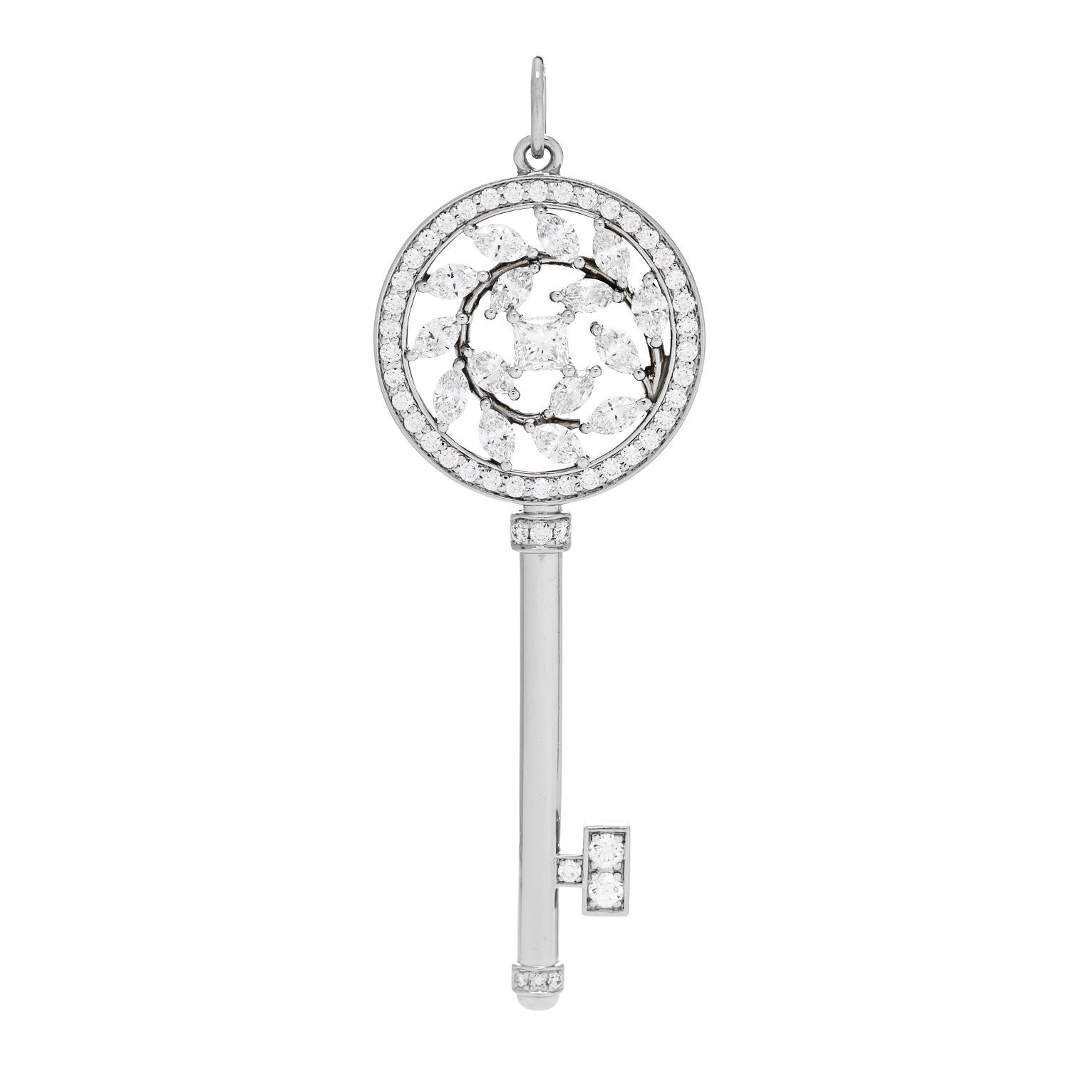 Tiffany Platinum Diamond Victoria Vine Key Pendant 1 of 4