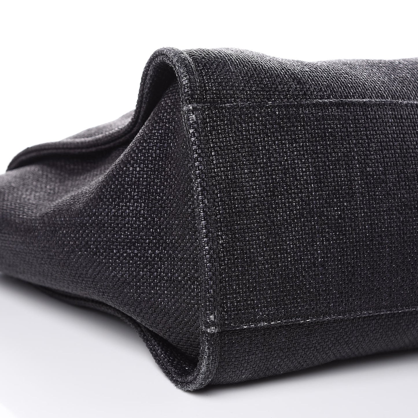 Woven Straw Raffia Large Deauville Tote Black