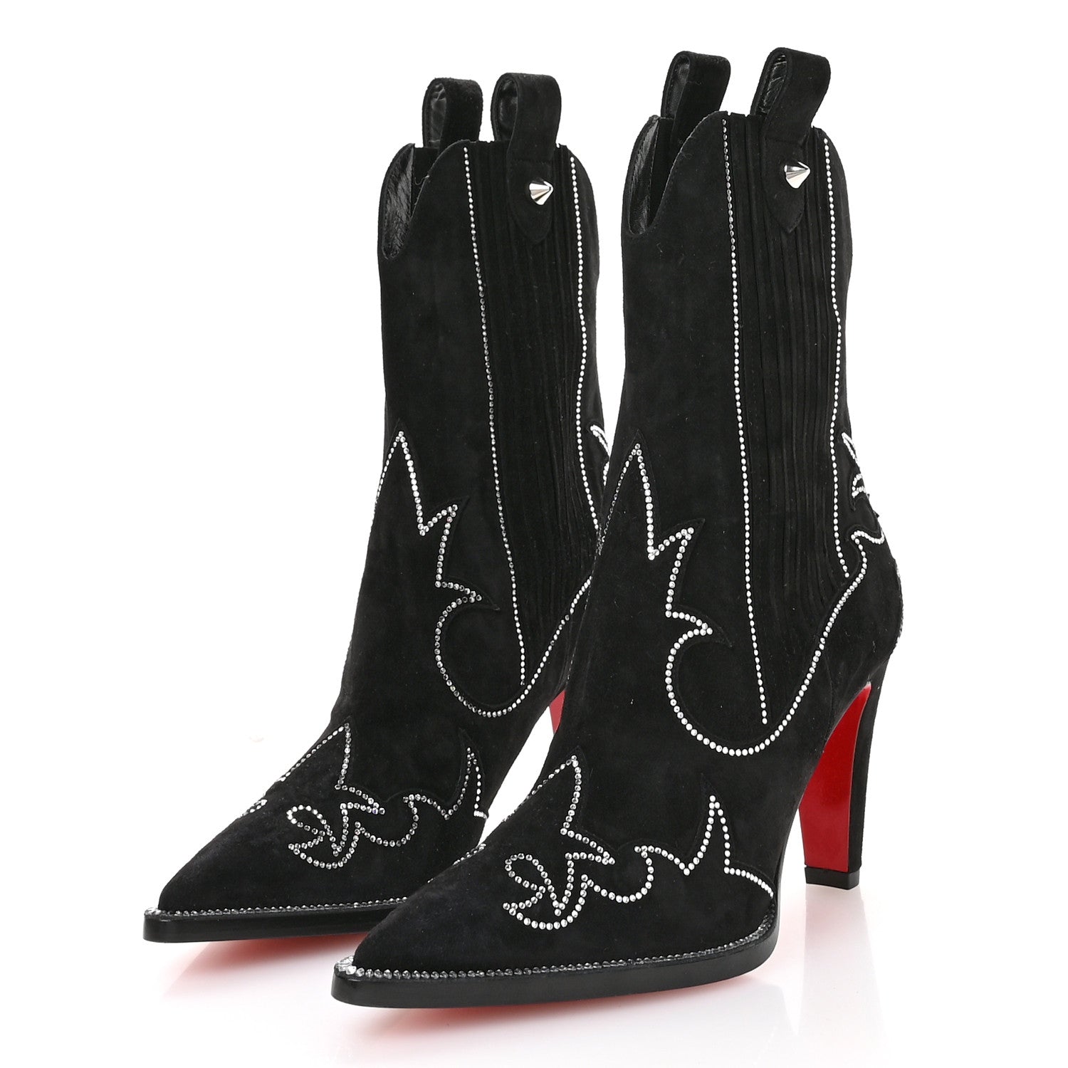 Christian Louboutin Suede Crystal Santigag Strass 85 Ankle Boots 36.5 Black 4 of 8