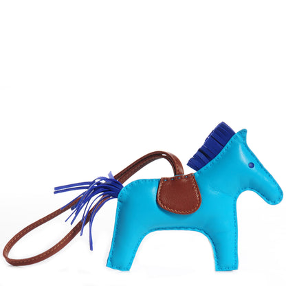 Hermes Milo Lambskin Grigri Rodeo Horse Bag Charm MM Bleu Azteque Bleu Electrique Fauve 1 of 6