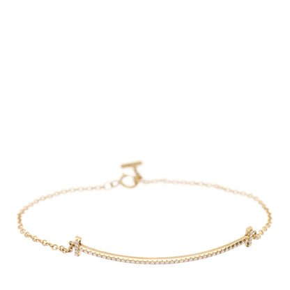 Tiffany 18K Yellow Gold Diamond T Smile Bracelet 1 of 5