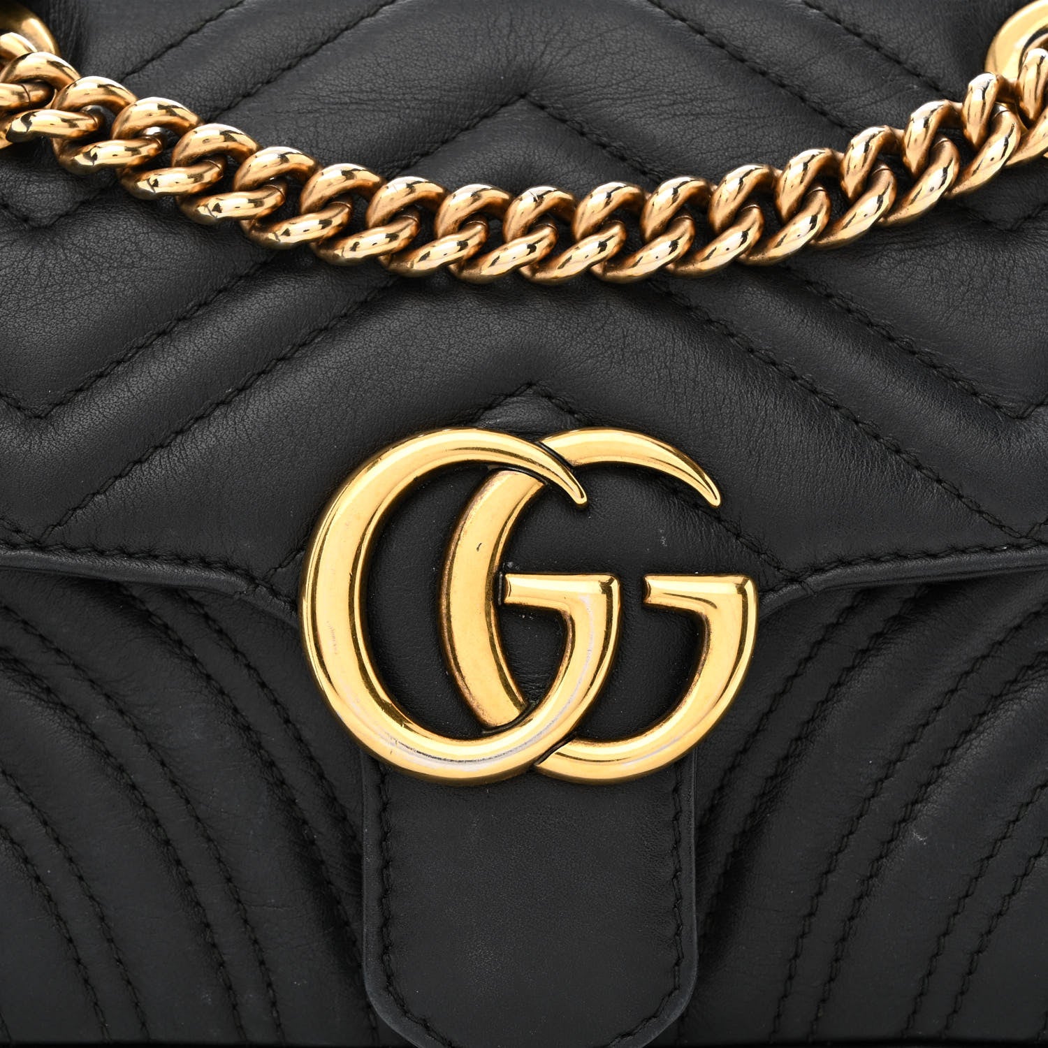 Gucci Calfskin Matelasse Mini GG Marmont Shoulder Bag Black 8 of 14
