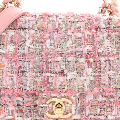 Chanel Tweed Mini Pearl Handle Flap Pink Beige Orange Ecru 8 of 11