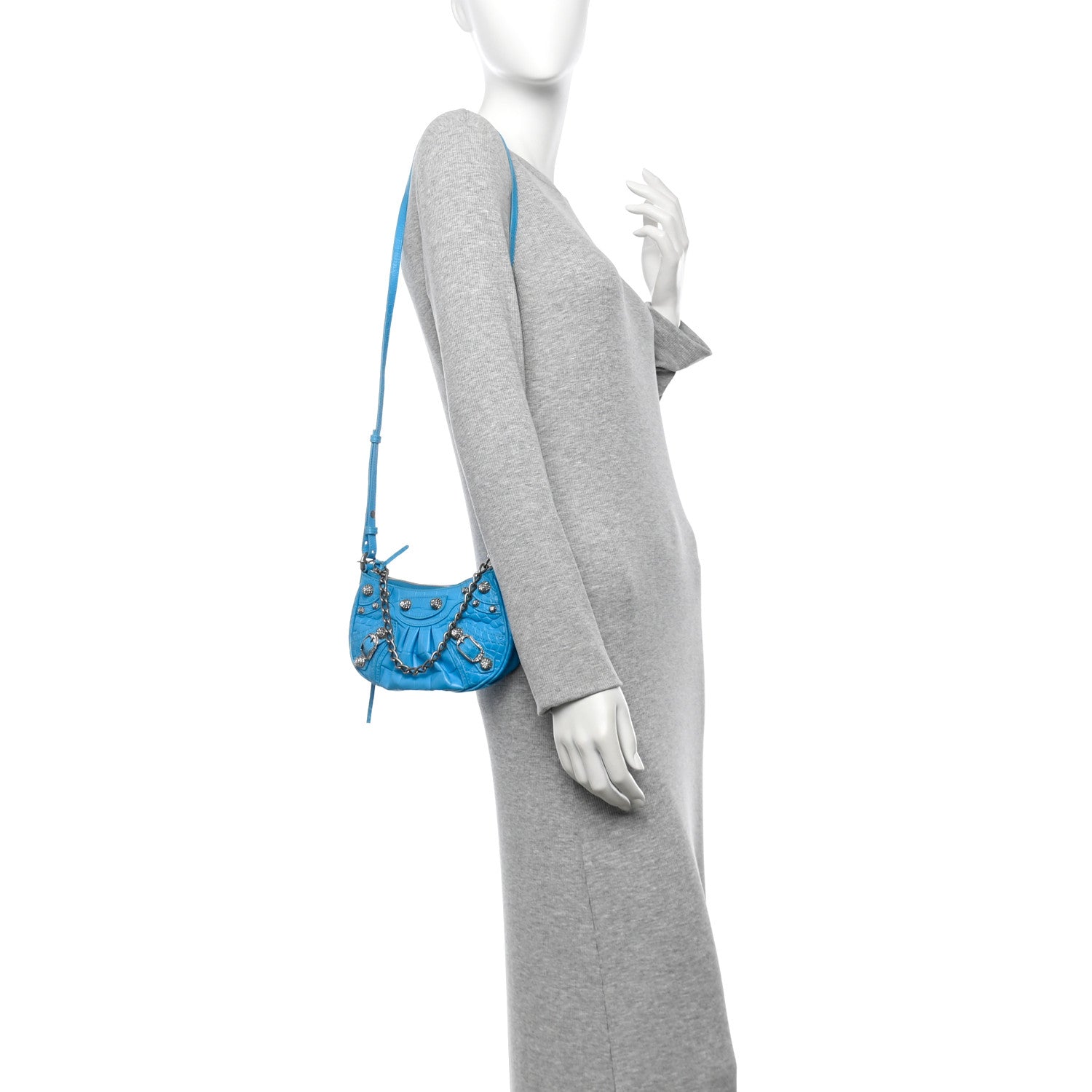 Balenciaga Extra Supple Calfskin Crocodile Embossed Crystal Mini