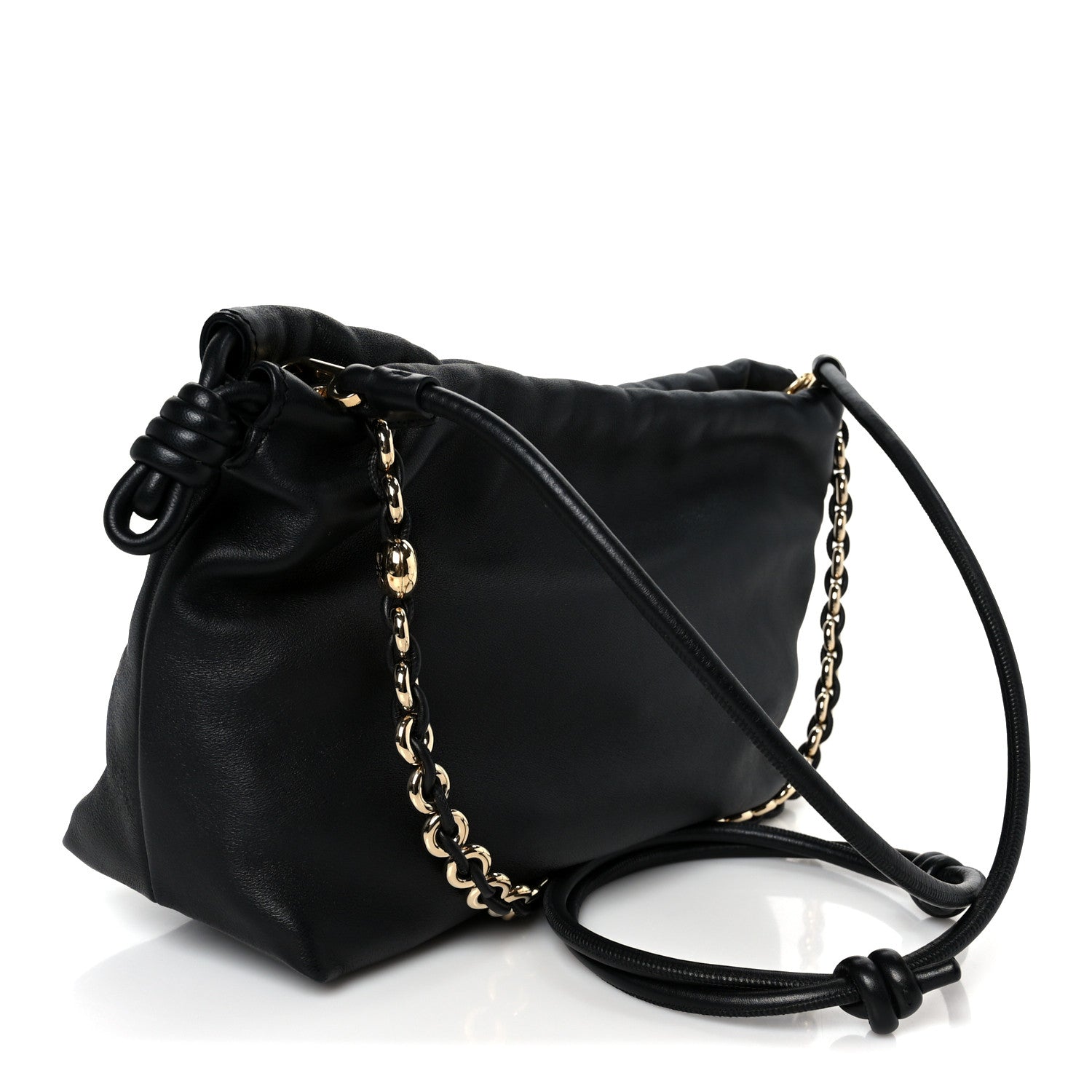 Loewe Mellow Nappa Medium Donut Chain Flamenco Knot Clutch Black 3 of 10