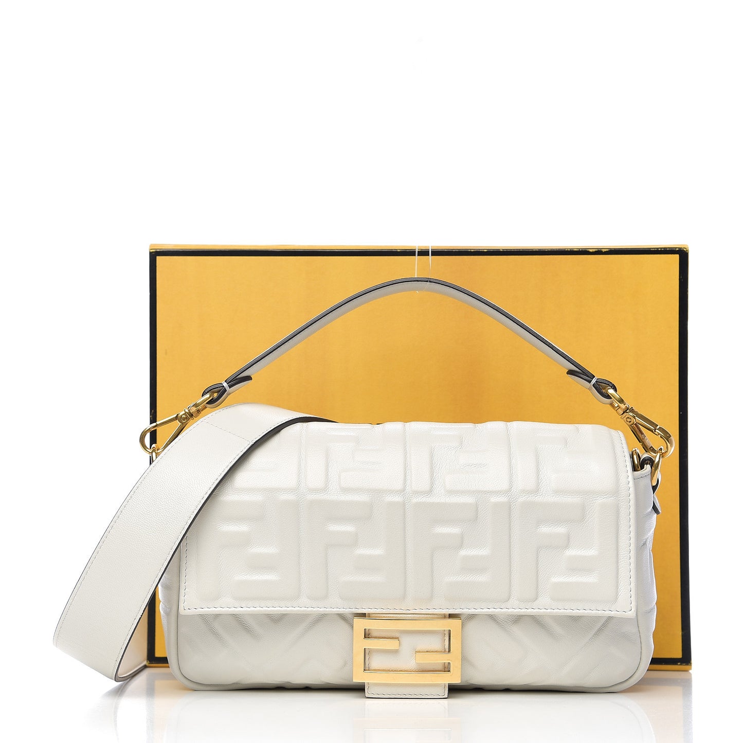 Nappa FF 1974 Embossed Baguette White