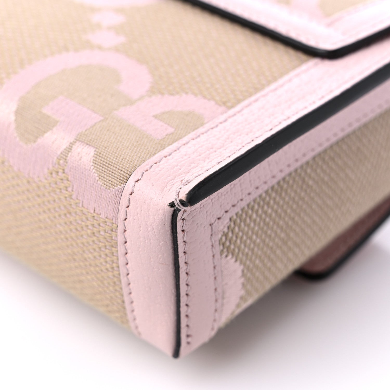 Gucci Monogram Jumbo GG Textured Dollar Calfskin Mini Padlock Top Handle Shoulder Bag Beige Perfect Pink 10 of 10