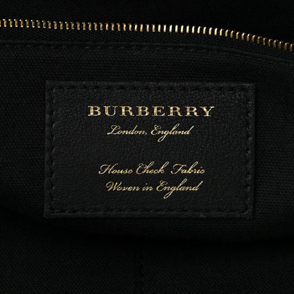 Burberry Derby Calfskin House Check Medium Welburn Tote  Black 6 of 11