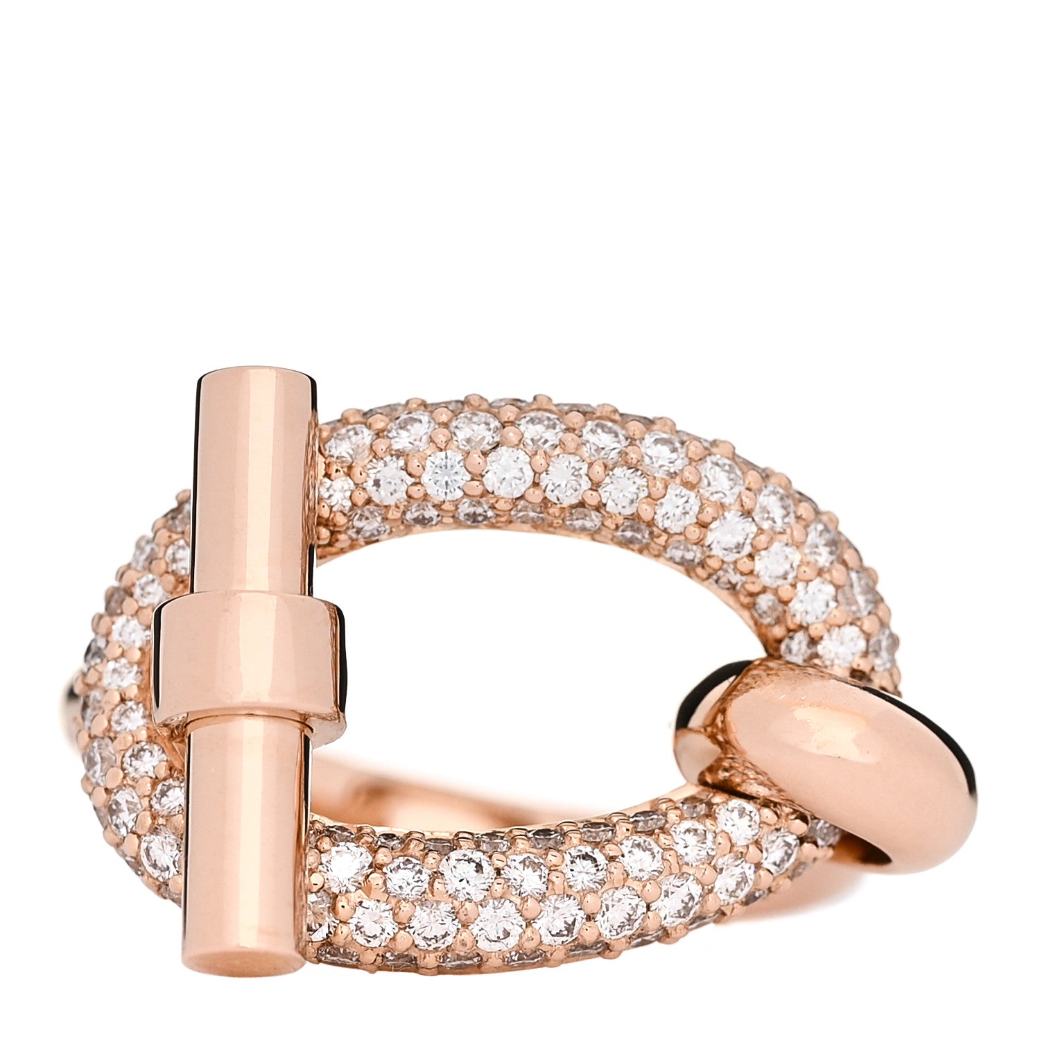 Hermes 18K Rose Gold Diamond Adage Ring 54 7 1 of 5