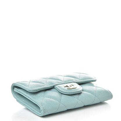 Chanel Caviar Quilted Flap Card Holder Wallet Blue 4 of 9