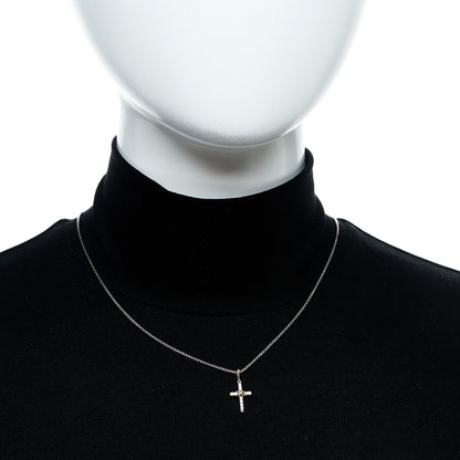 David Yurman Sterling Silver 18K Yellow Gold Diamond Petite Cross Pendant Necklace 2 of 5