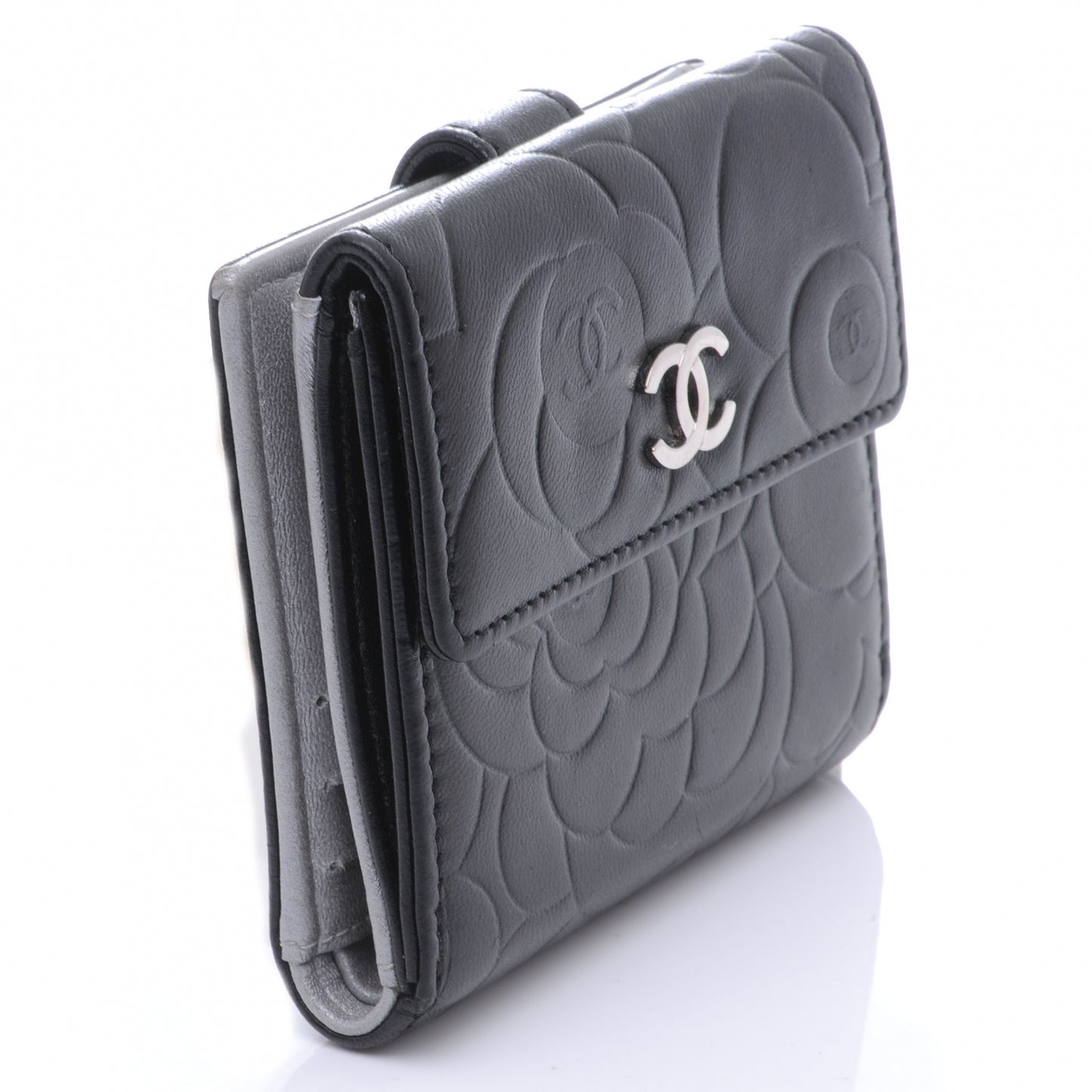 Lambskin CC Camelia Compact Wallet Black