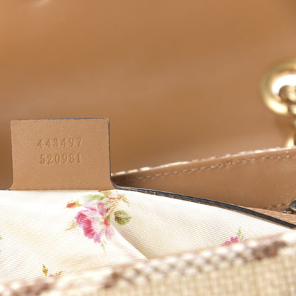 Gucci Raffia Elaphe Matelasse Small GG Marmont Shoulder Bag Natural Cream Brown 9 of 11