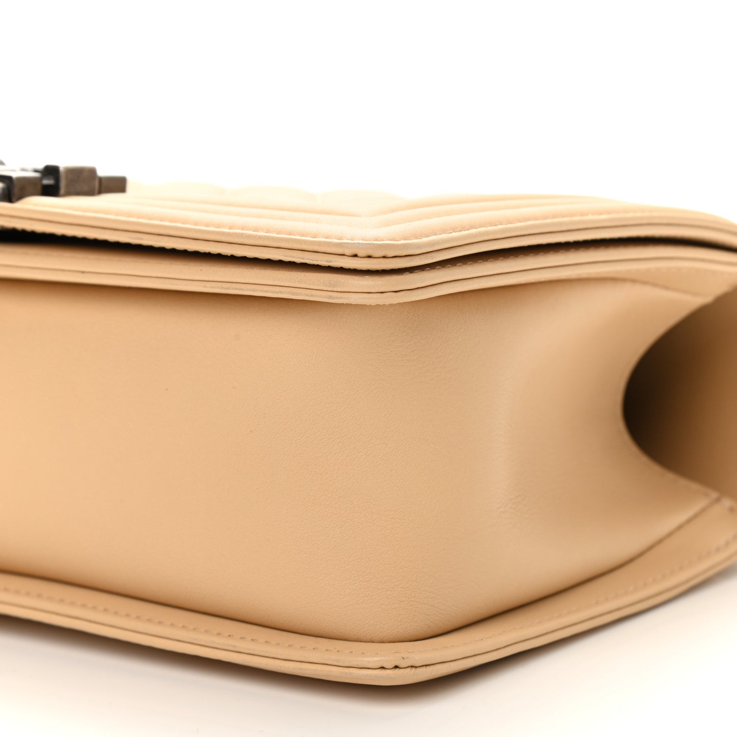 Calfskin Quilted Medium Boy Flap Beige