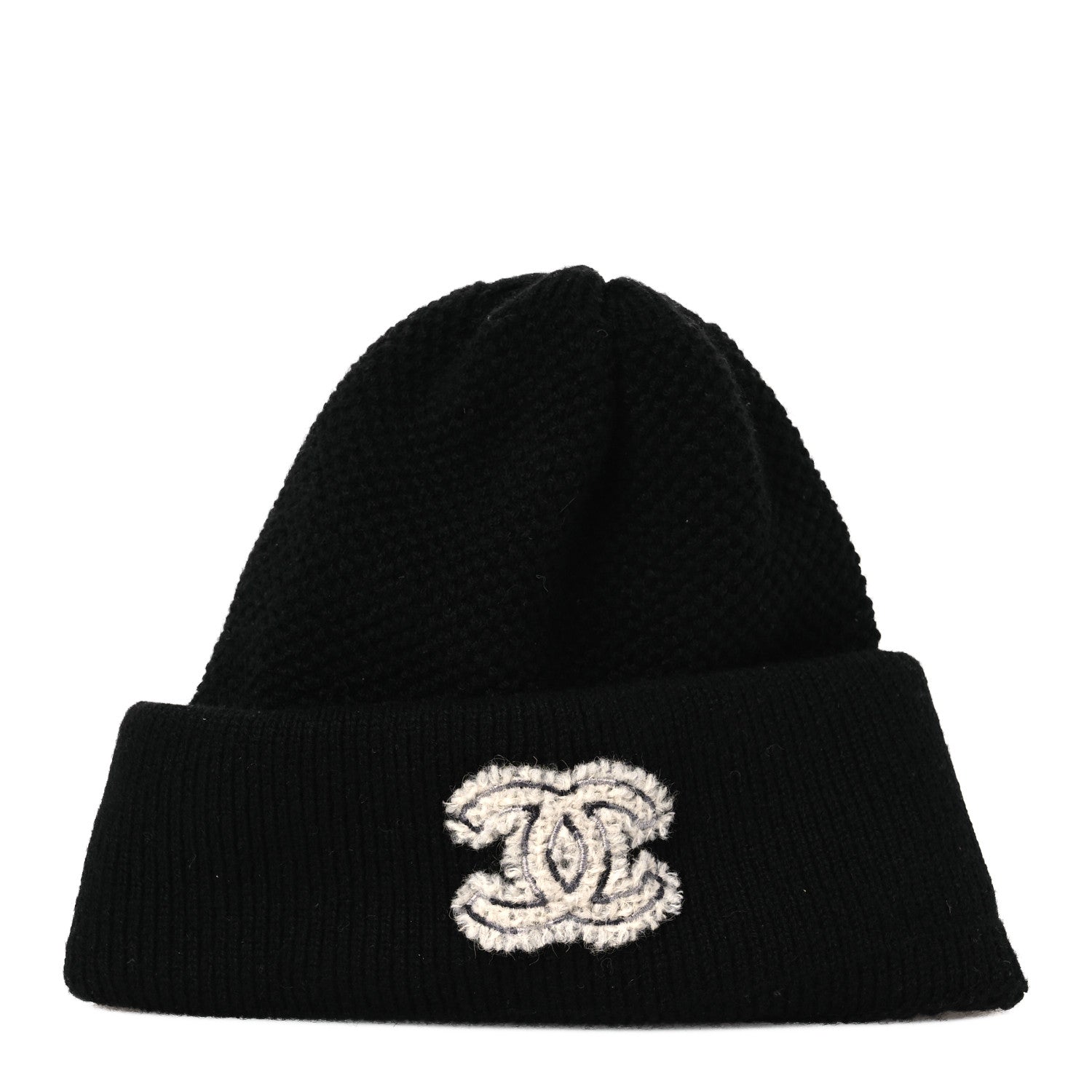 Chanel Cashmere CC Cloche Logo Beanie Hat Black 1 of 5
