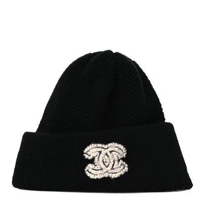Chanel Cashmere CC Cloche Logo Beanie Hat Black 1 of 5