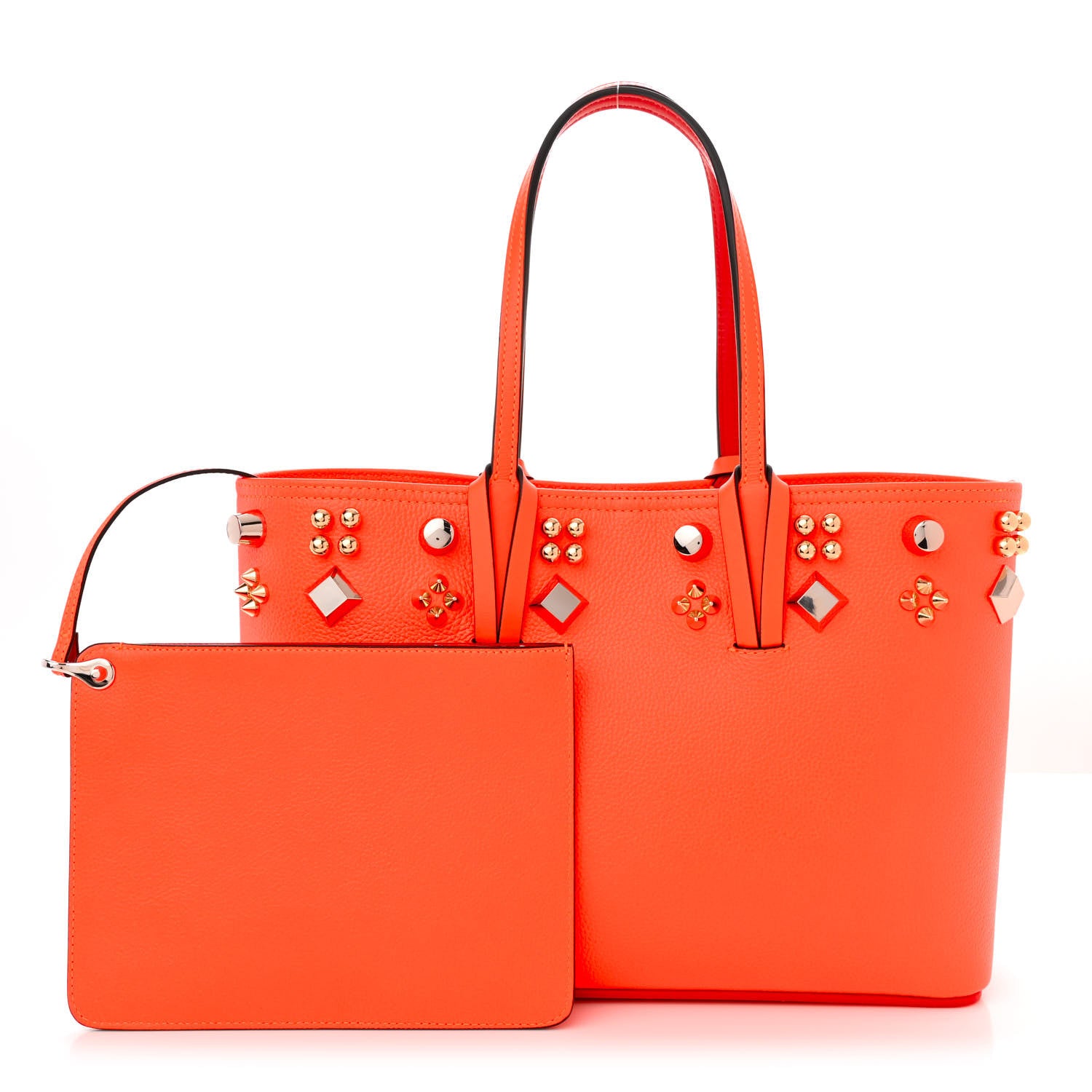 Christian Louboutin Calfskin Empire Spike Studded East West Cabata Tote Sunrise Multicolor 1 of 11