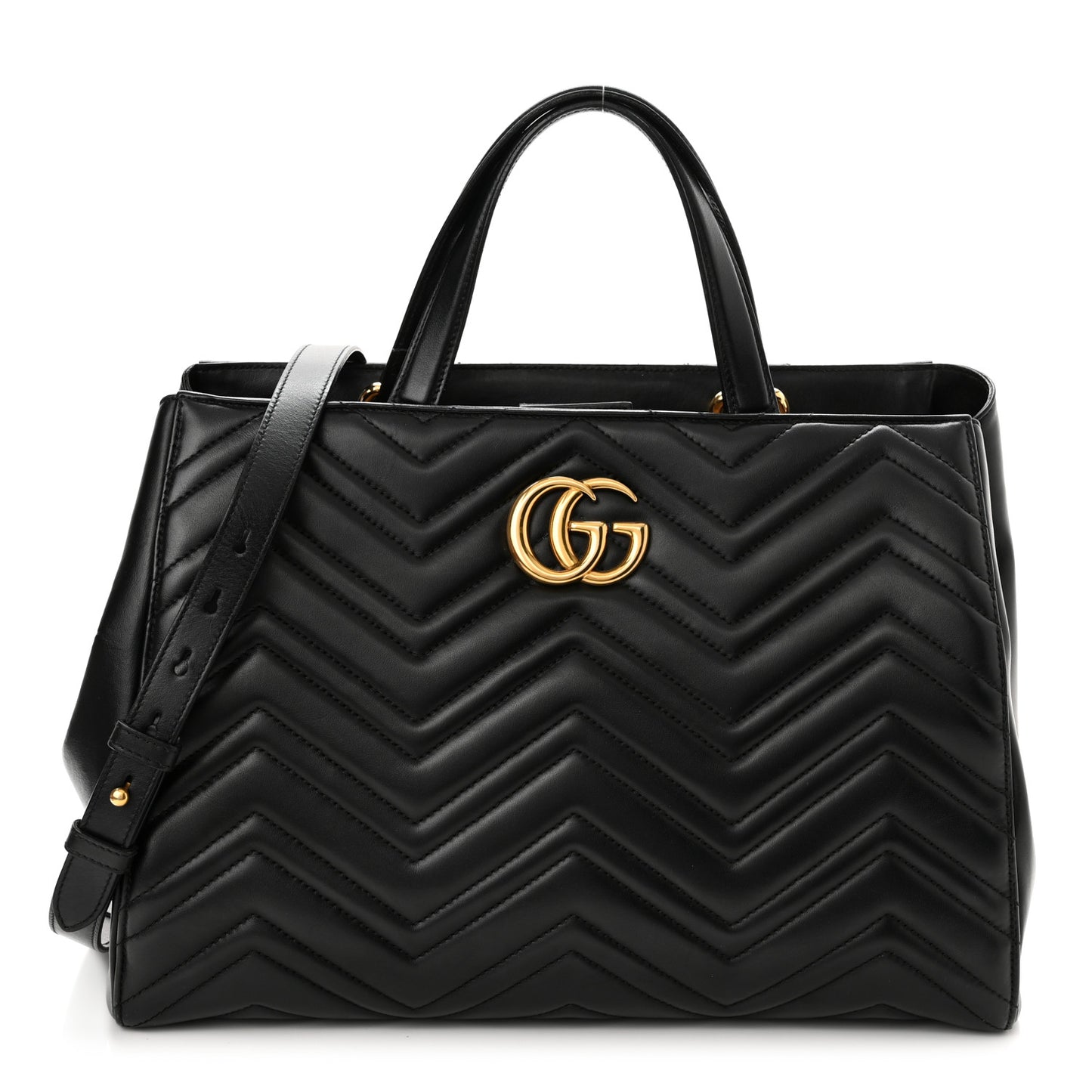 Calfskin Matelasse Medium GG Marmont Tote Black