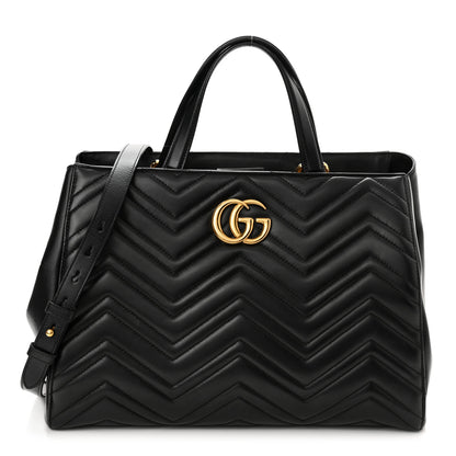 Gucci Calfskin Matelasse Medium GG Marmont Tote Black 1 of 11